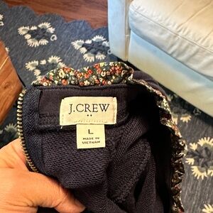 J.Crew Dark Blue Sweatshirt with Floral Accents